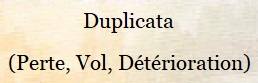 Duplicata Suite Perte, Vol, Deterioration